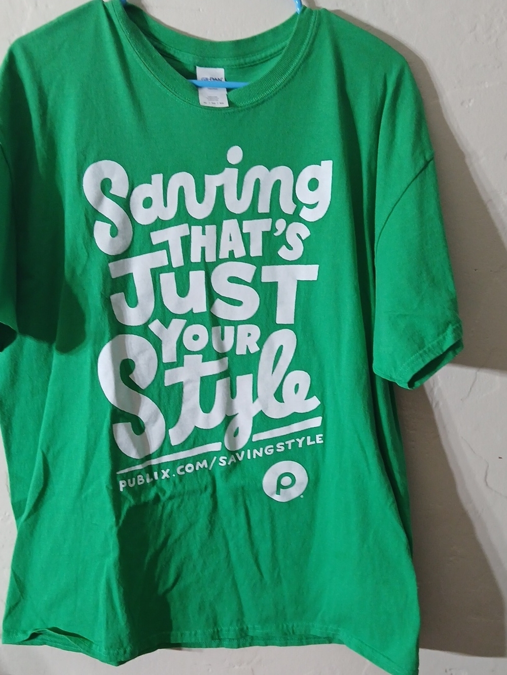 Gildan Bright Green Short-Sleeve Tee with White Graphic Size XL